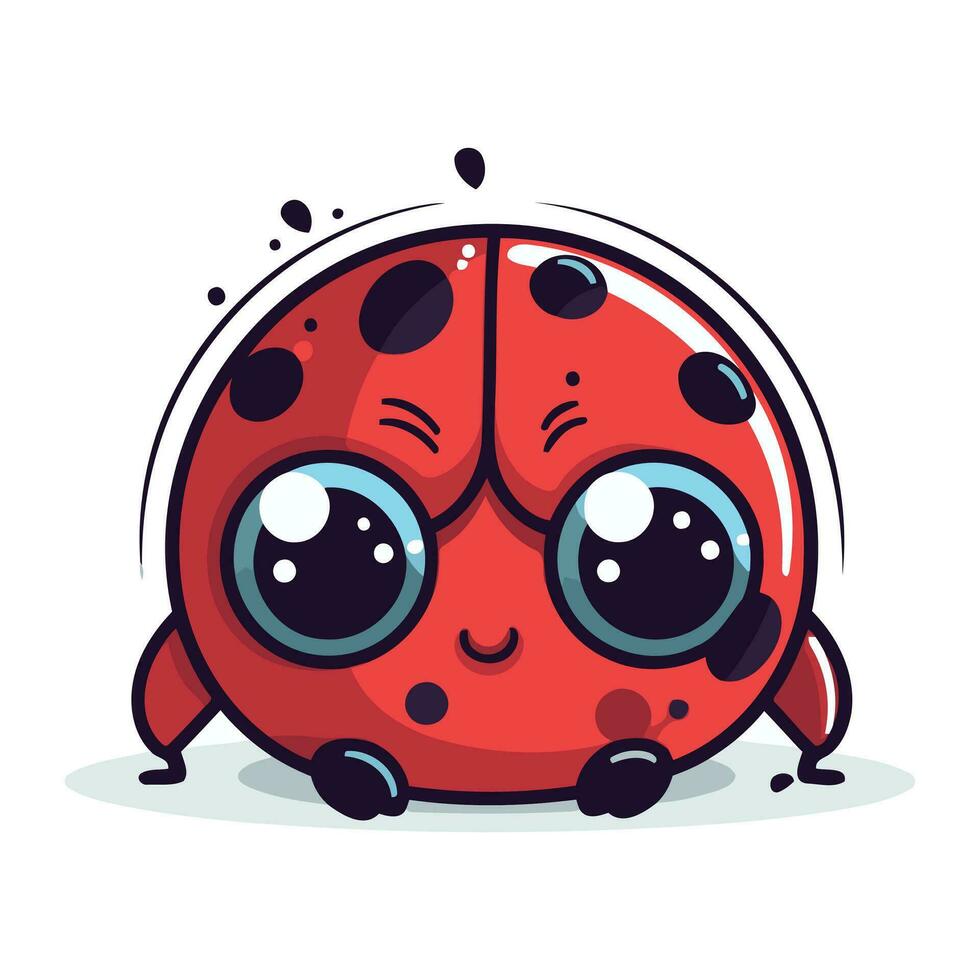 carino cartone animato coccinella. vettore illustrazione isolato su bianca sfondo.