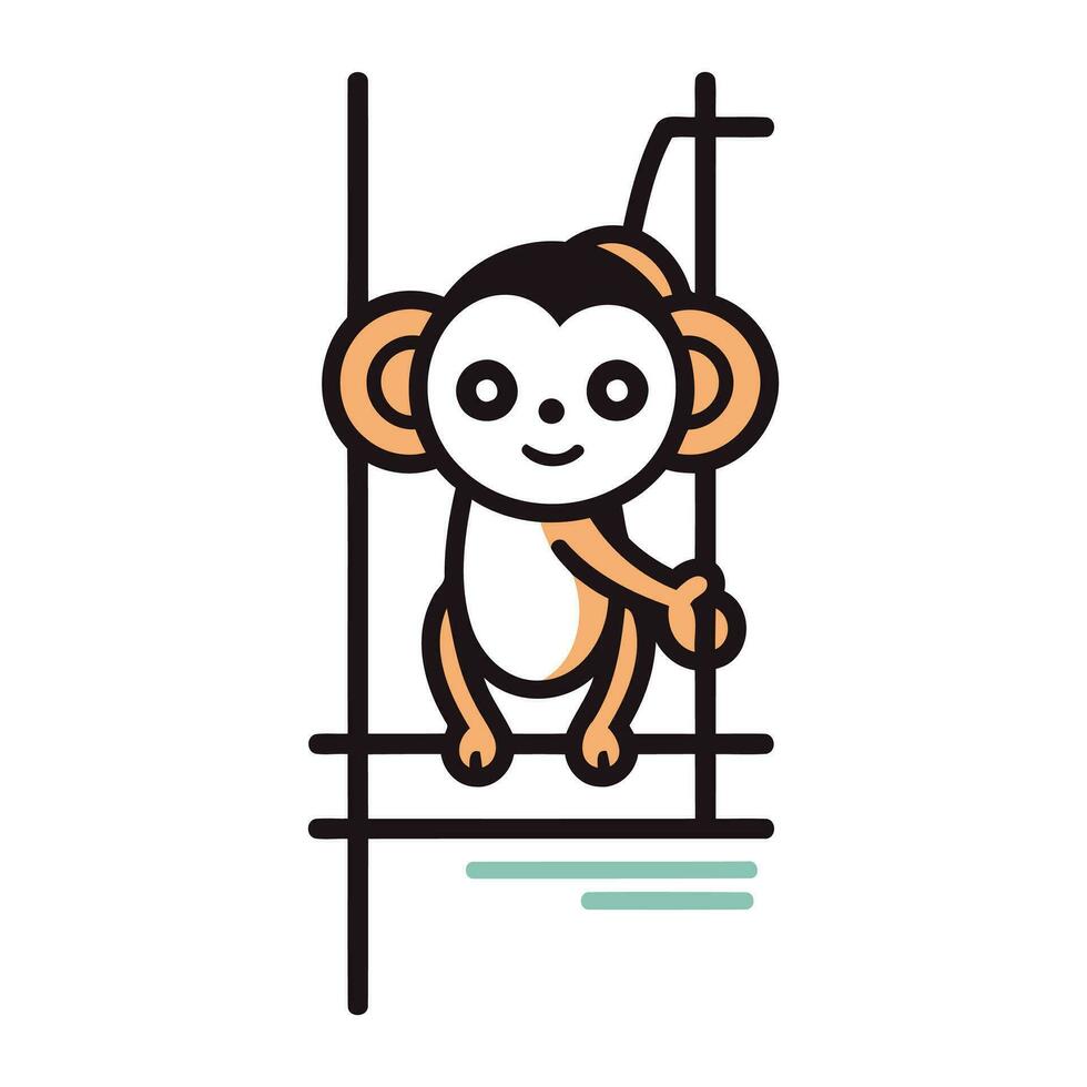 scimmia nel un' gabbia icona. vettore illustrazione nel piatto stile.