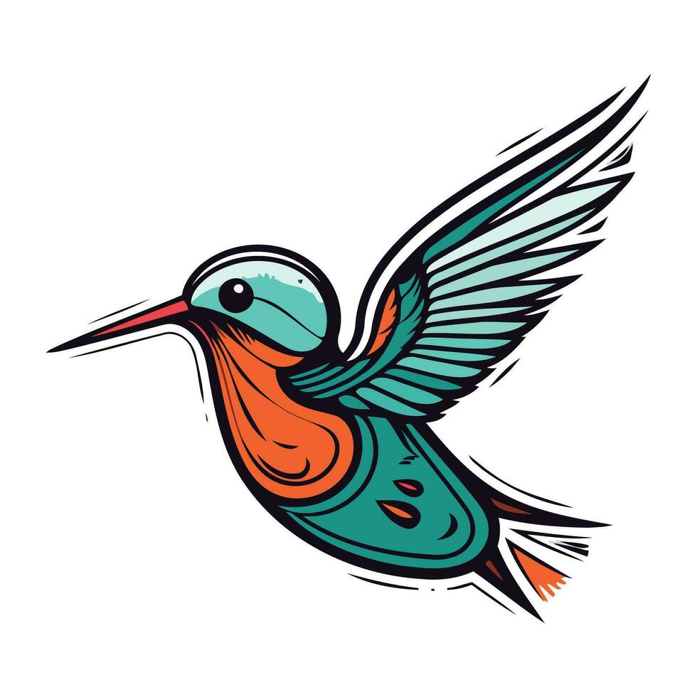 colibrì cartone animato vettore illustrazione isolato su bianca sfondo. colibrì mano disegnato etichetta.