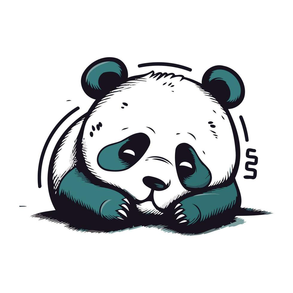 illustrazione di un' panda addormentato isolato su un' bianca sfondo. vettore
