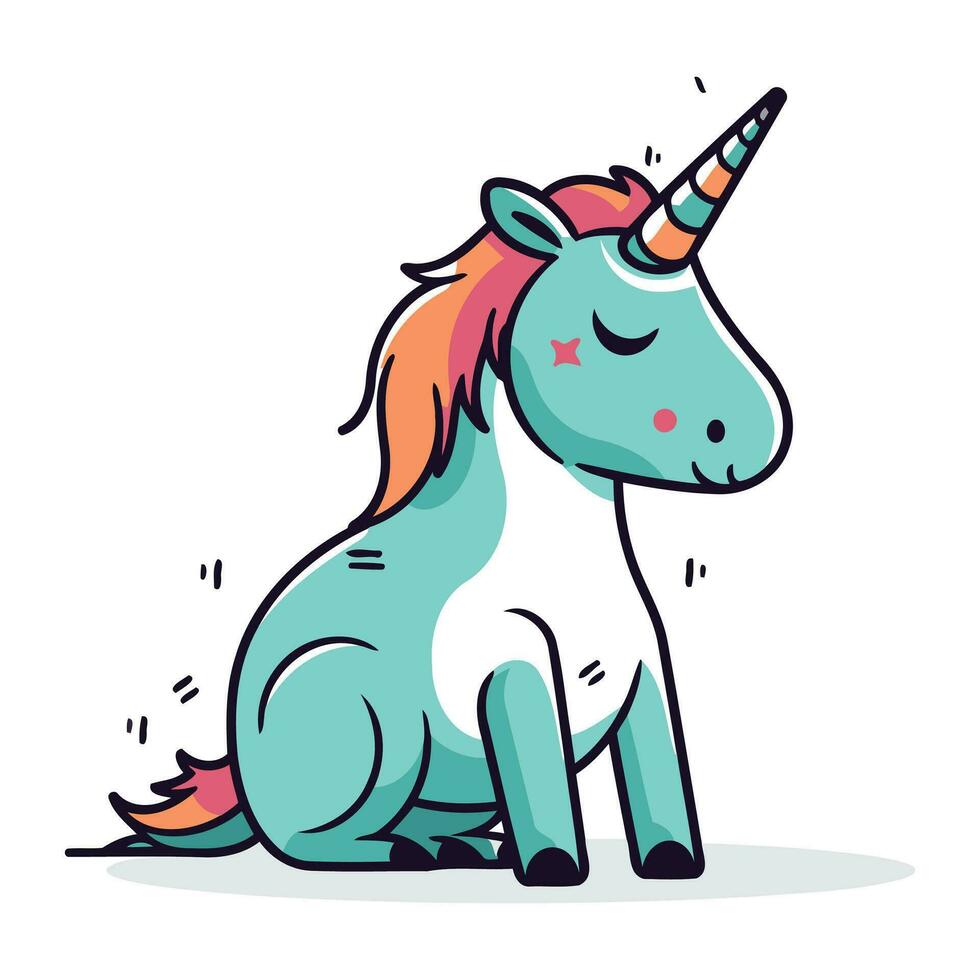 unicorno. vettore illustrazione nel cartone animato stile su bianca sfondo.