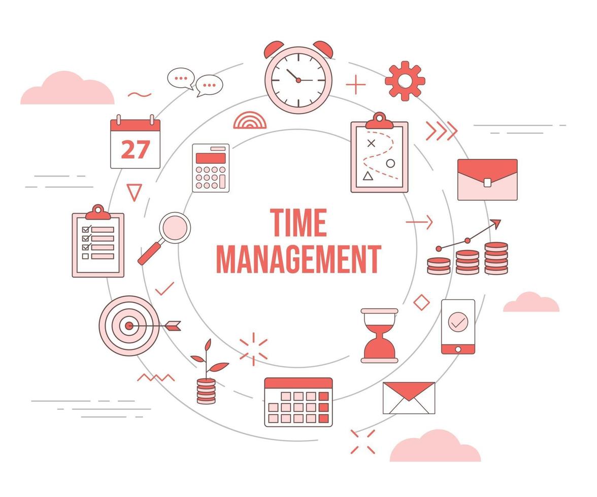 calendario dell'orologio del concetto di gestione del tempo vettore