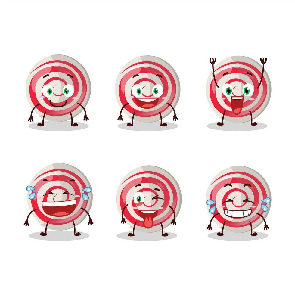 cartone animato personaggio di spirale bianca caramella con Sorridi espressione vettore