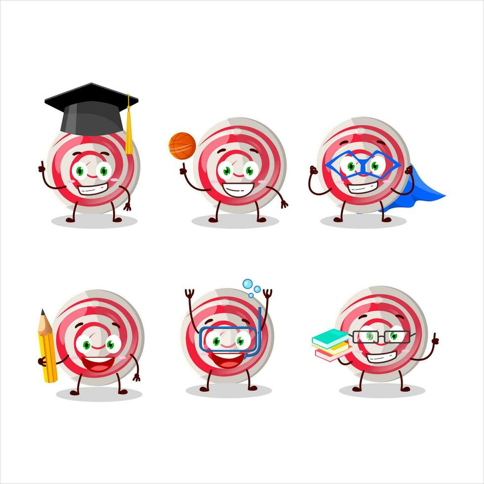 scuola alunno di spirale bianca caramella cartone animato personaggio con vario espressioni vettore
