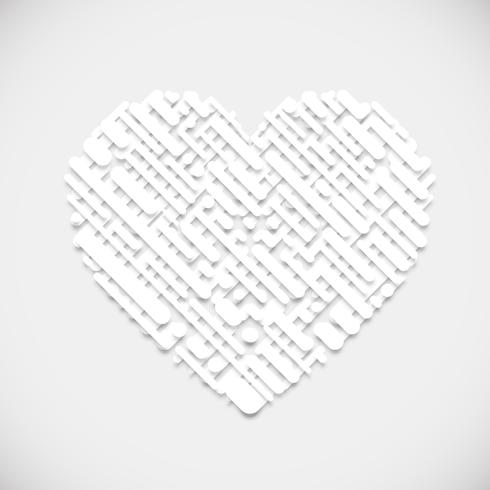 Forma bianca di un cuore, illustrazione vettoriale