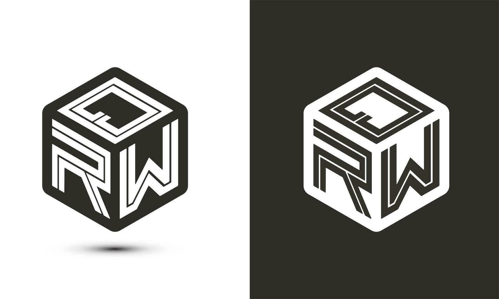 q w r lettera logo design con illustratore cubo logo, vettore logo moderno alfabeto font sovrapposizione stile. premio attività commerciale logo icona. bianca colore su nero sfondo