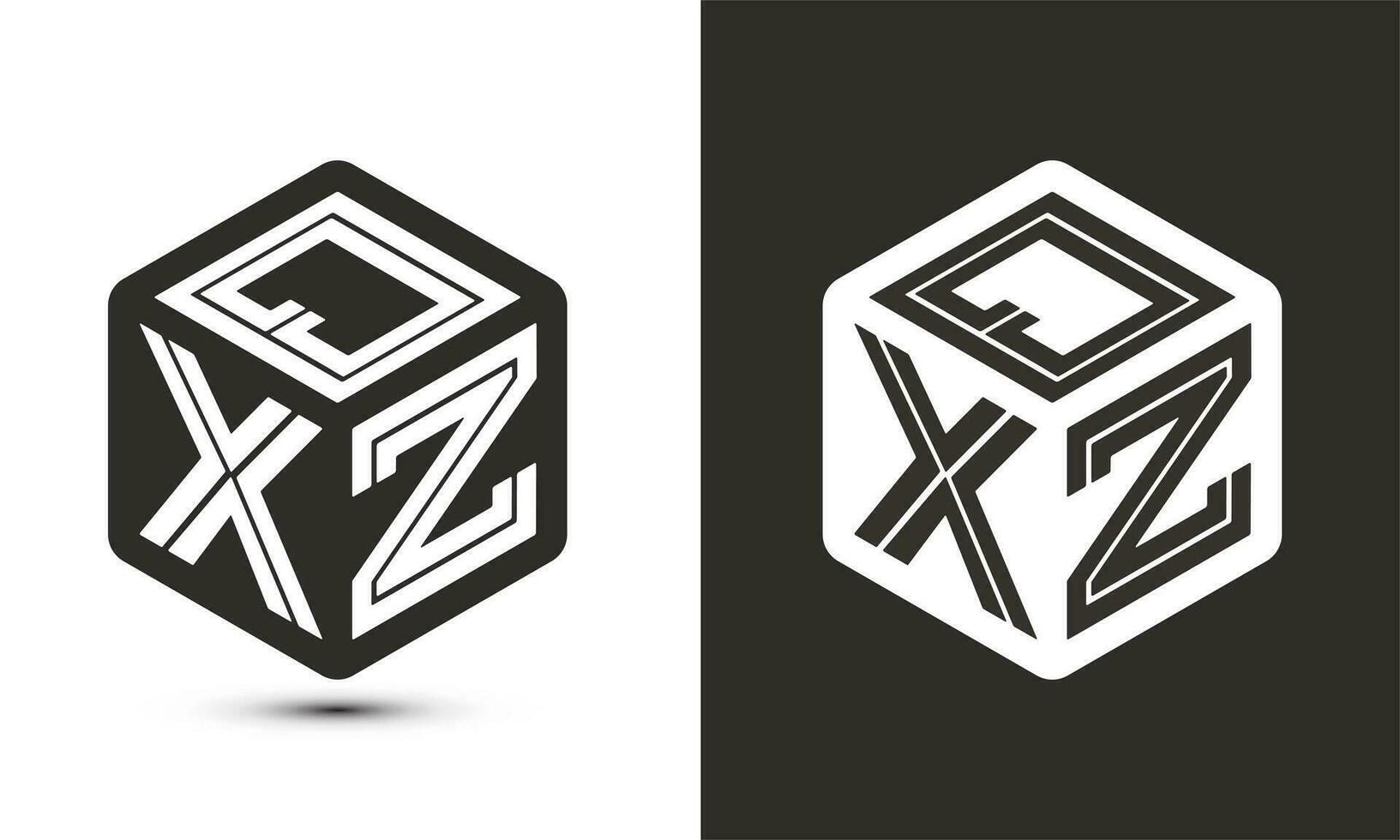qxz lettera logo design con illustratore cubo logo, vettore logo moderno alfabeto font sovrapposizione stile.