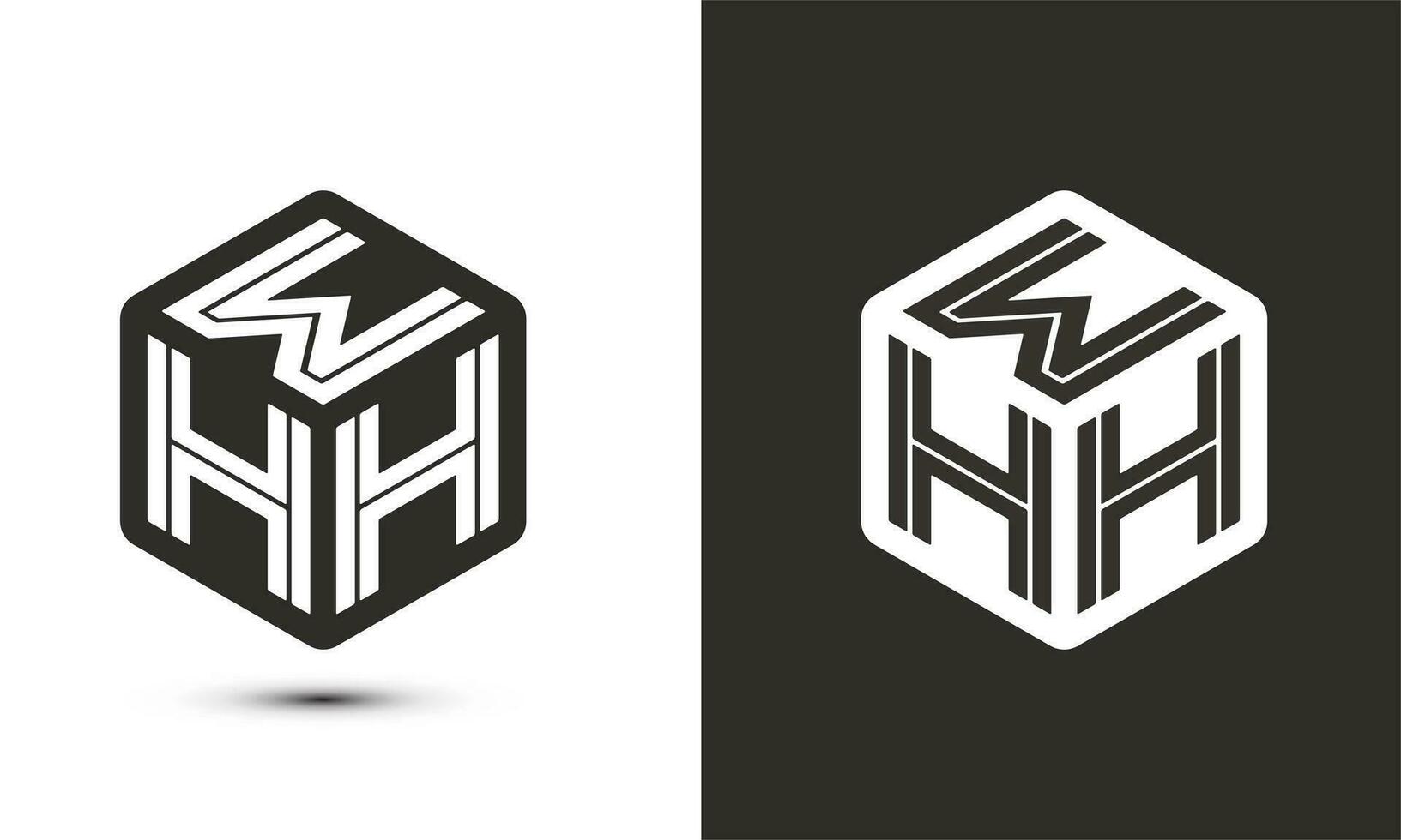 bhh lettera logo design con illustratore cubo logo, vettore logo moderno alfabeto font sovrapposizione stile.