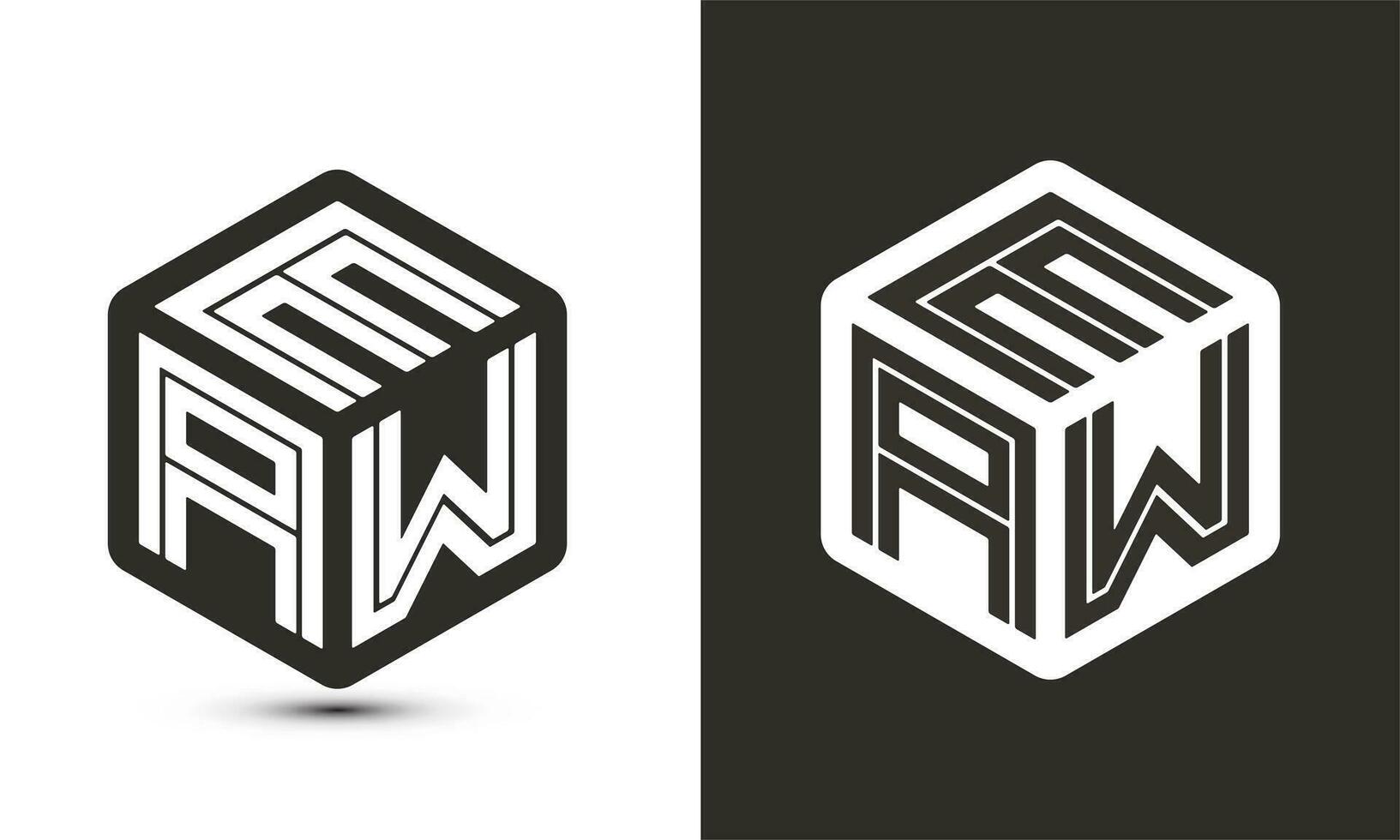 ew lettera logo design con illustratore cubo logo, vettore logo moderno alfabeto font sovrapposizione stile.