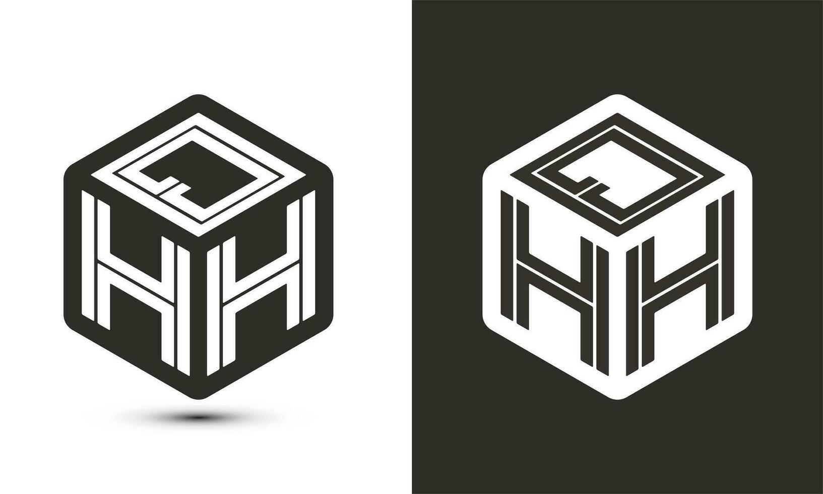 qhh lettera logo design con illustratore cubo logo, vettore logo moderno alfabeto font sovrapposizione stile.