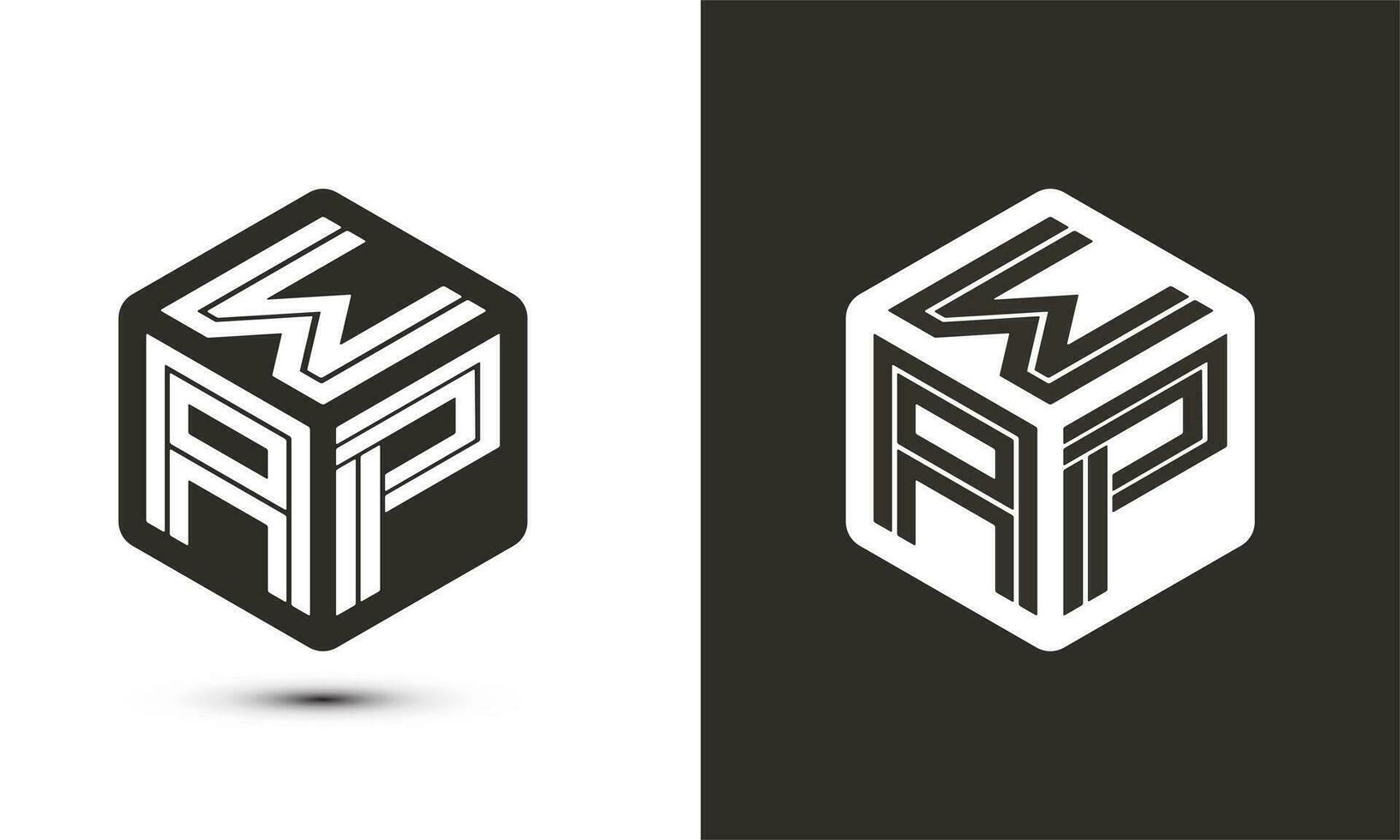 w un' p lettera logo design con illustratore cubo logo, vettore logo moderno alfabeto font sovrapposizione stile. premio attività commerciale logo icona. bianca colore su nero sfondo