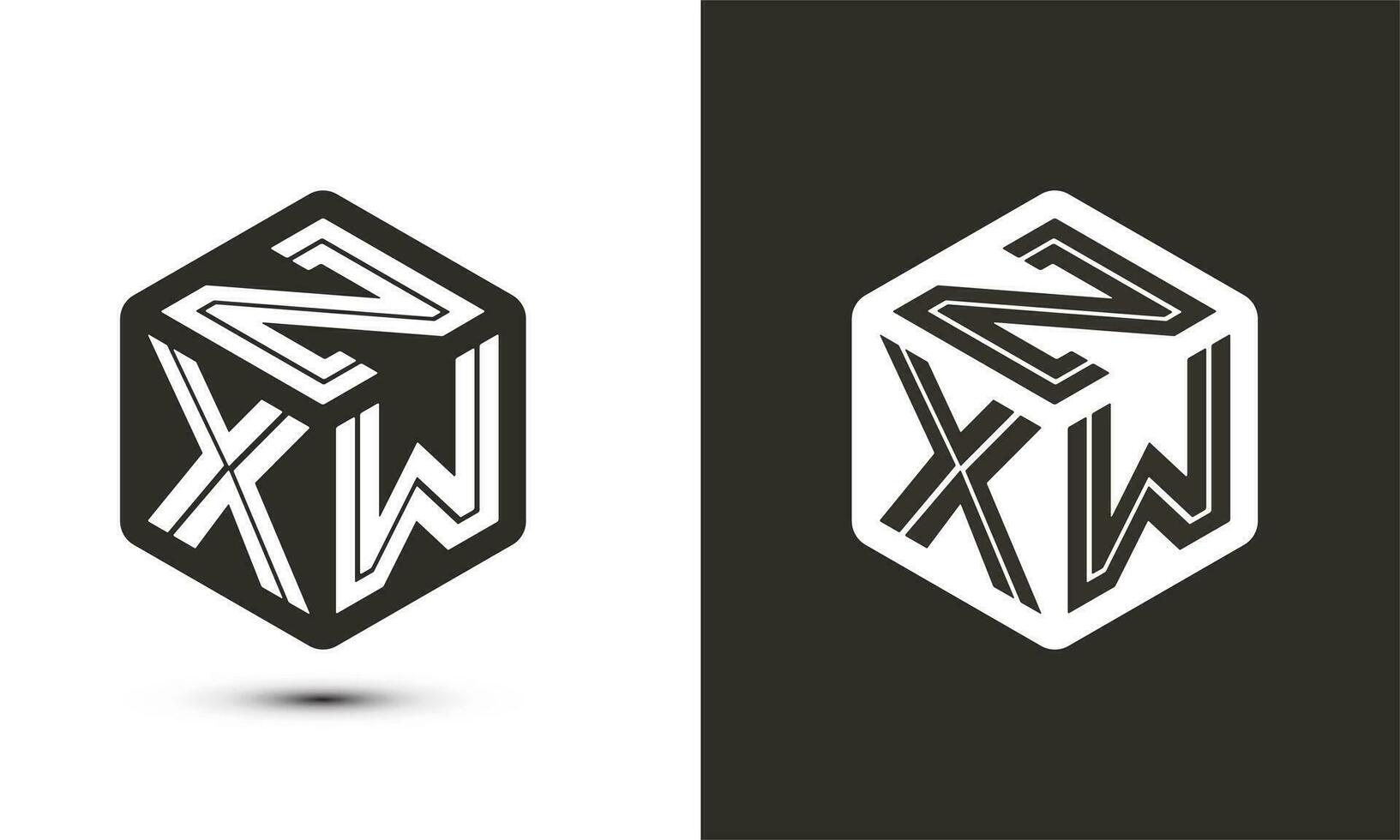 zxw lettera logo design con illustratore cubo logo, vettore logo moderno alfabeto font sovrapposizione stile