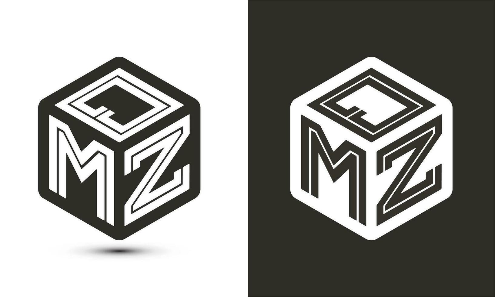 qmz lettera logo design con illustratore cubo logo, vettore logo moderno alfabeto font sovrapposizione stile.