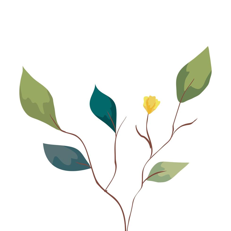rami con foglie natura ecologia isolato icona vettore