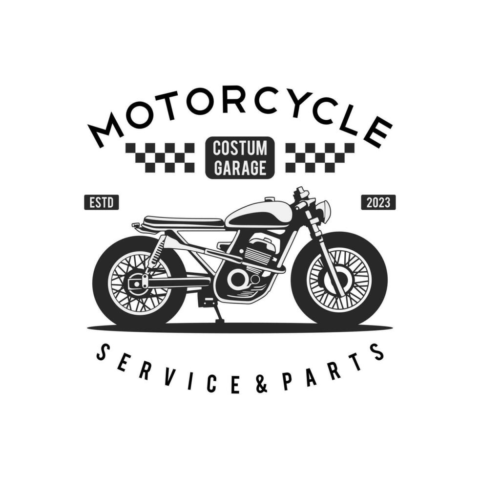 motociclo costume box auto illustrazione, motociclo servizio e parti. Vintage ▾ costume motociclo emblemi, etichette, distintivi, loghi, stampe, modelli. vettore