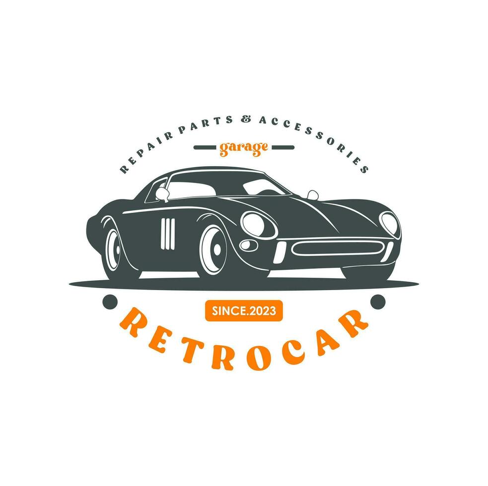 Vintage ▾ o retrò o classico auto logo design vettore illustrazione. retrò emblema di auto riparazione restauro e club design elemento.