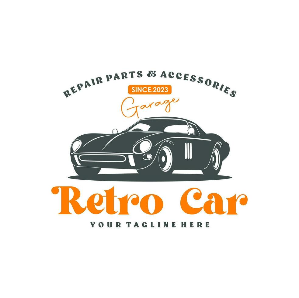 Vintage ▾ o retrò o classico auto logo design vettore illustrazione. retrò emblema di auto riparazione restauro e club design elemento.