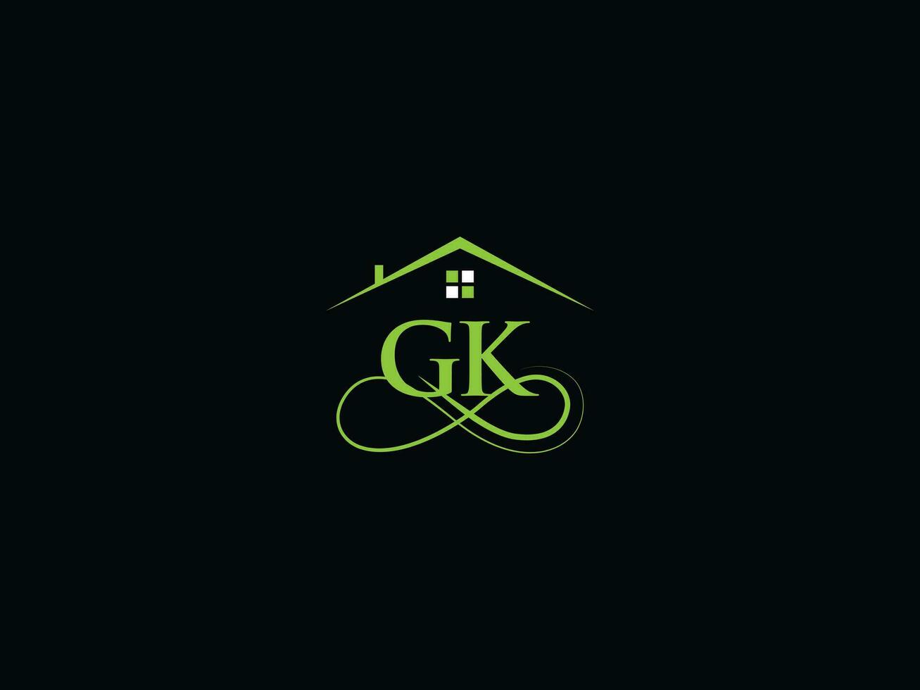 creativo gk vero tenuta logo, iniziale gk logo lettera icona vettore per edificio