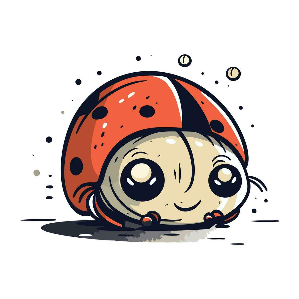 carino cartone animato coccinella isolato su bianca sfondo. vettore illustrazione.