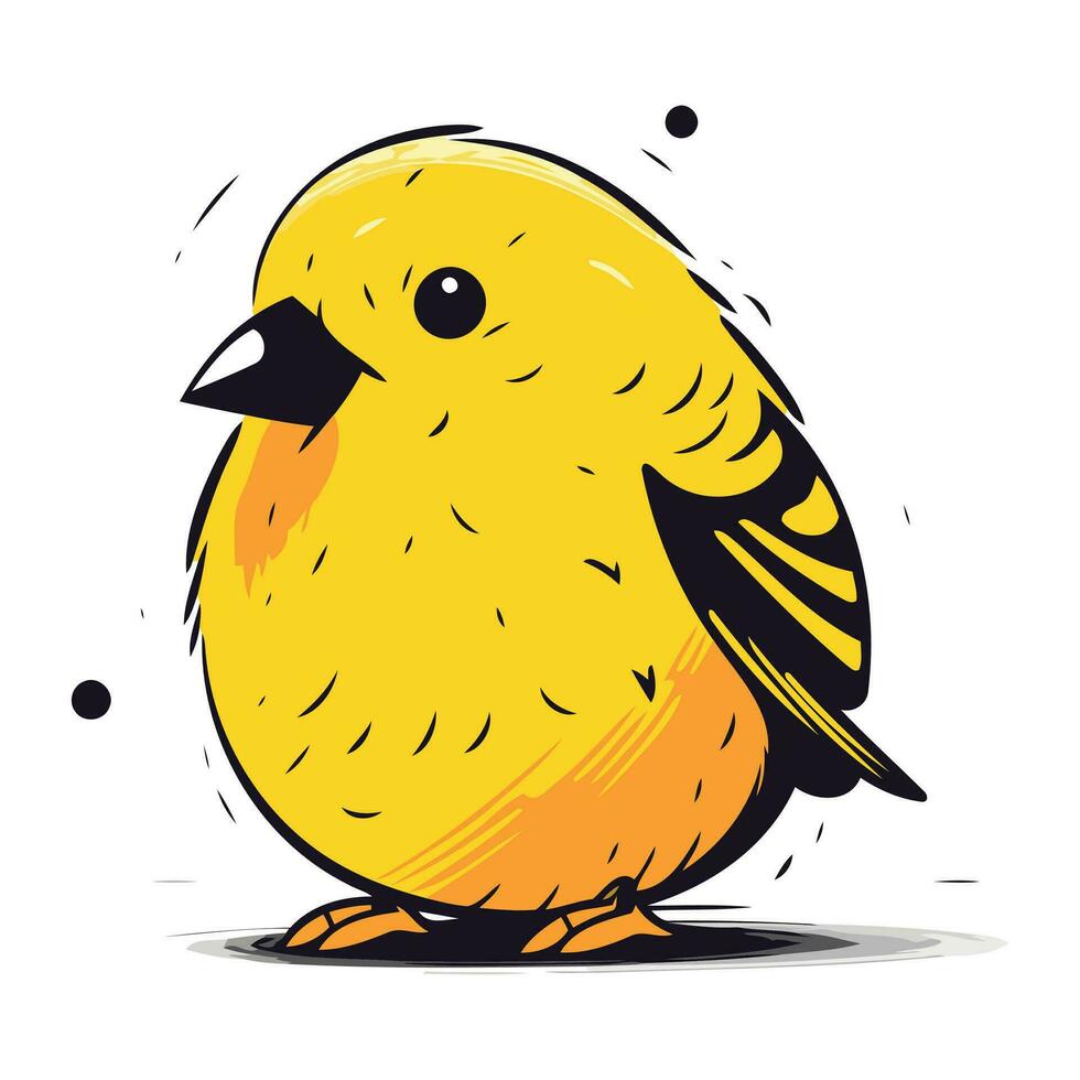 illustrazione di carino poco giallo uccello. vettore mano disegnato illustrazione.