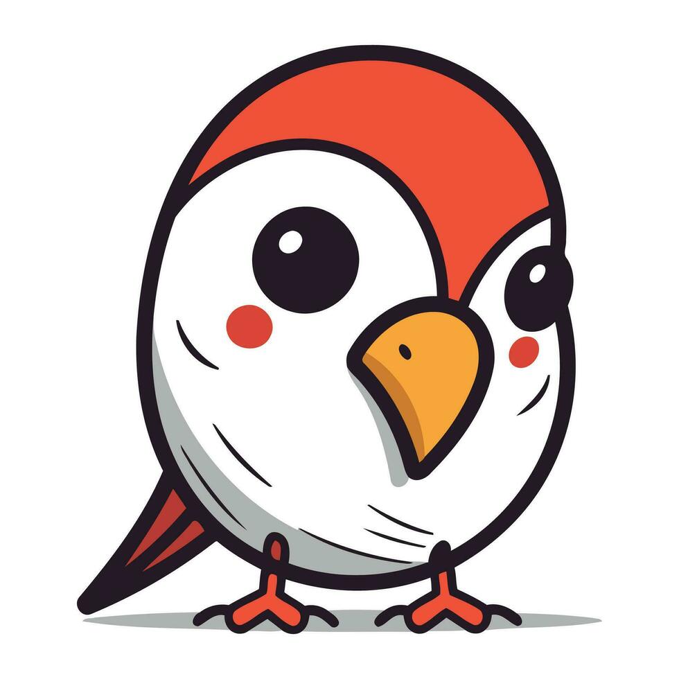 carino uccello nel rosso cappello. cartone animato vettore illustrazione isolato su bianca sfondo.