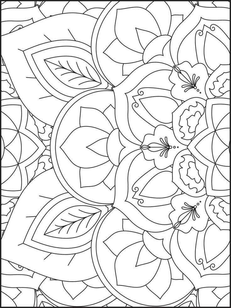 floreale mandala colorazione pagine, fiore mandala colorazione pagina, colorazione pagina per adulto. colorazione pagine. mandala vettore