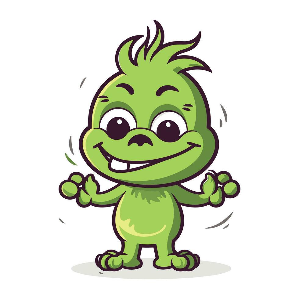 vettore illustrazione di carino cartone animato verde mostro. isolato su bianca sfondo.