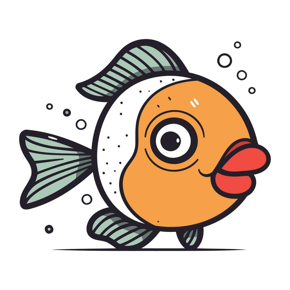 cartone animato carino pesce. vettore illustrazione. isolato su bianca sfondo.