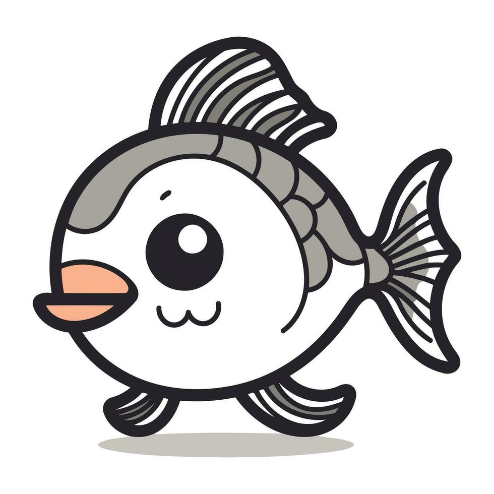 pesce cartone animato personaggio vettore illustrazione. carino pesce mascotte. divertente pesce mascotte.