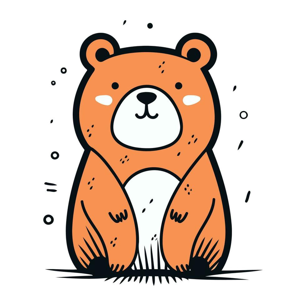 carino cartone animato orso. vettore illustrazione nel scarabocchio stile.