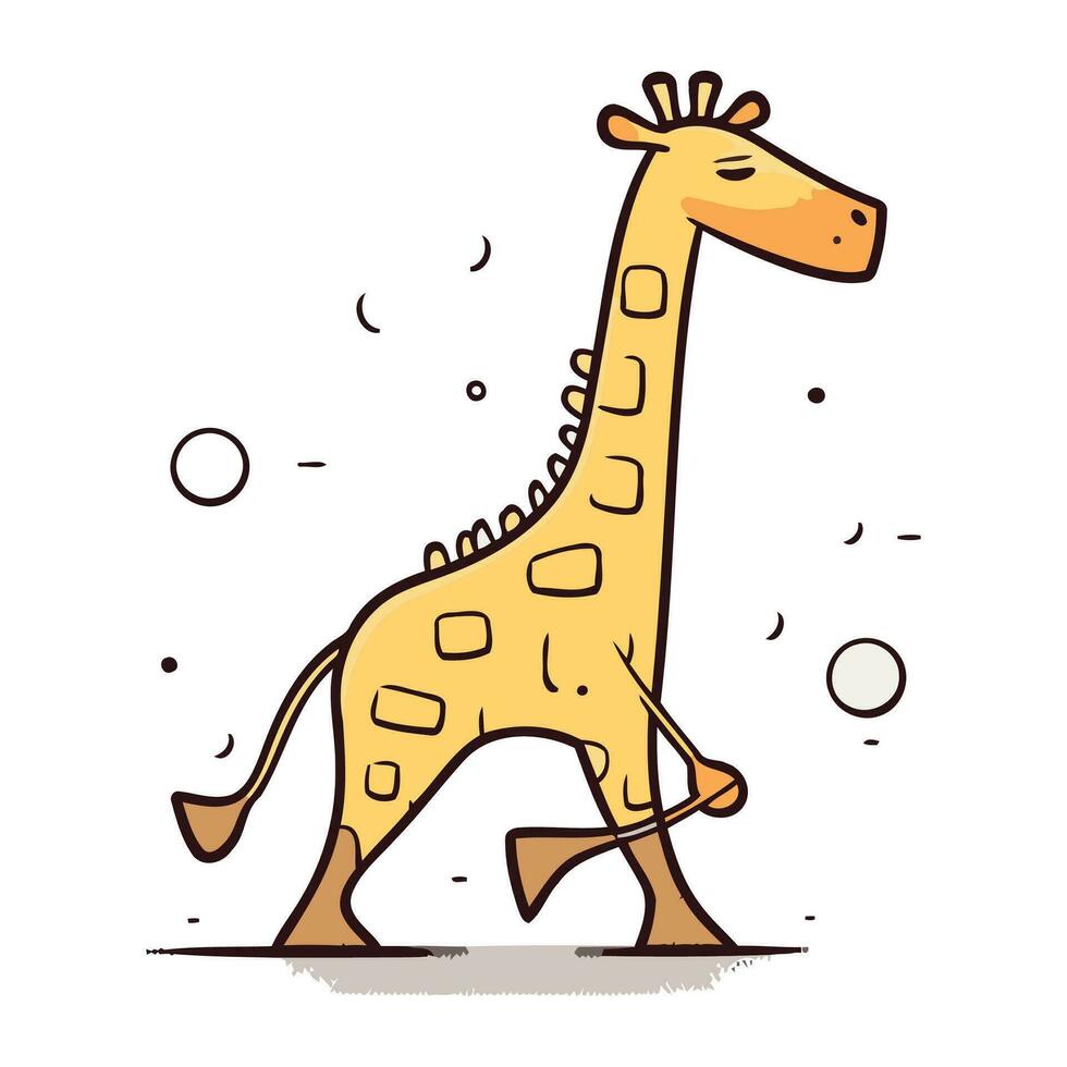 carino cartone animato giraffa. vettore illustrazione di un' selvaggio animale.