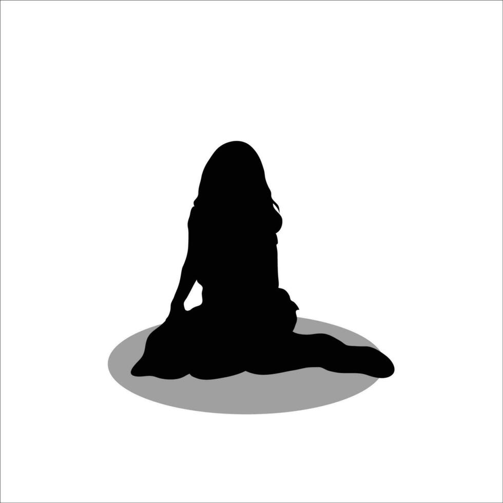 ragazza seduta silhouette vettore