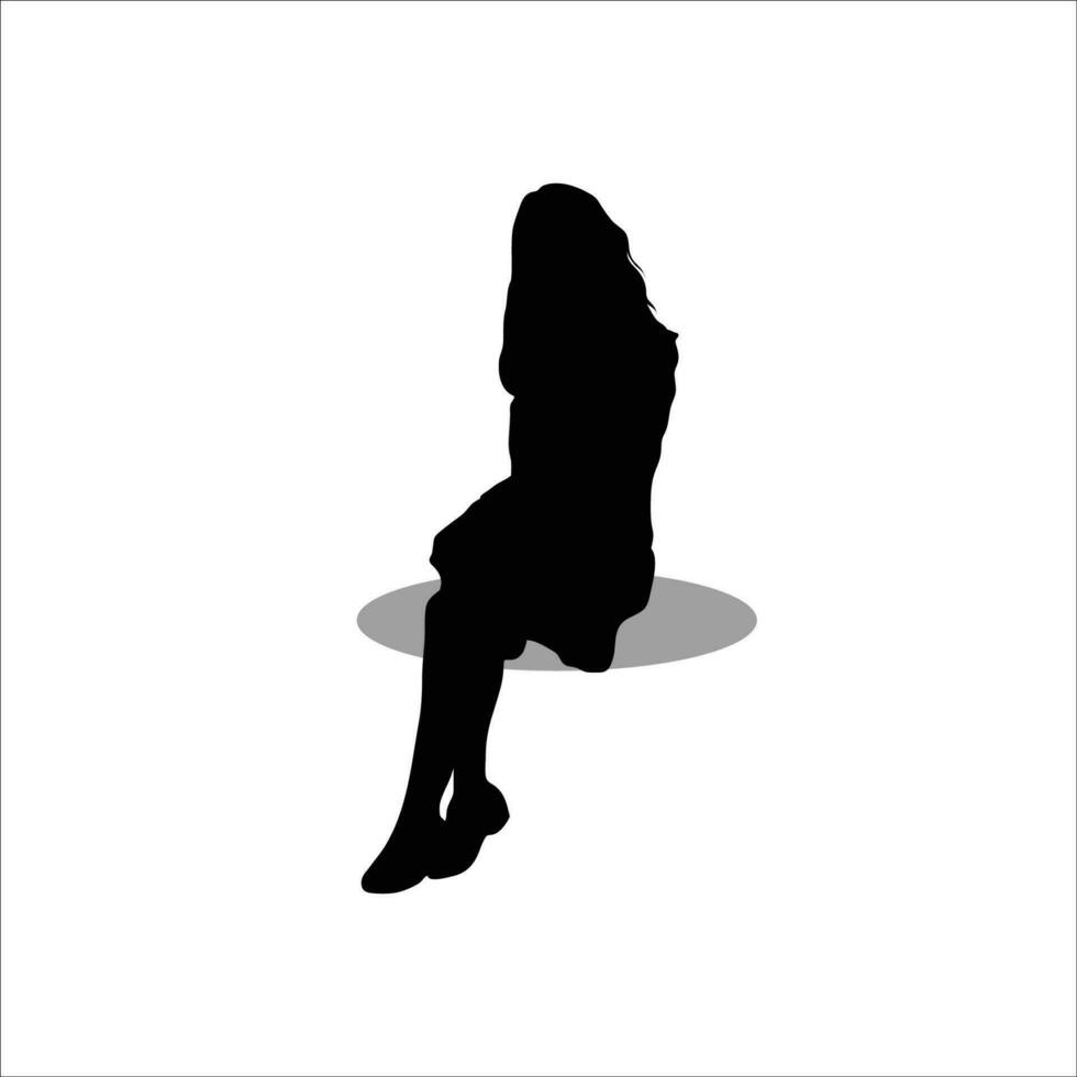 ragazza seduta silhouette vettore