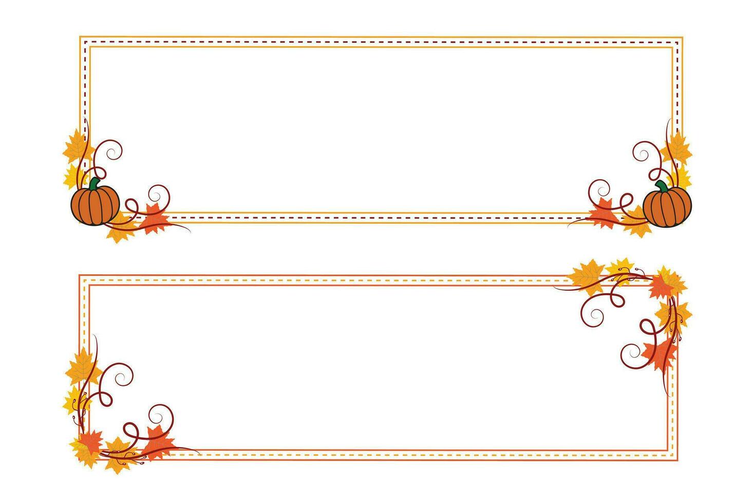 colorato ringraziamento piazza telaio Riccio turbinii stile, autunno partire isolato fiorisce confine, autunno vibrazioni con zucche fogliame telaio vuoto spazio per festa invito nozze carta vettore elementi