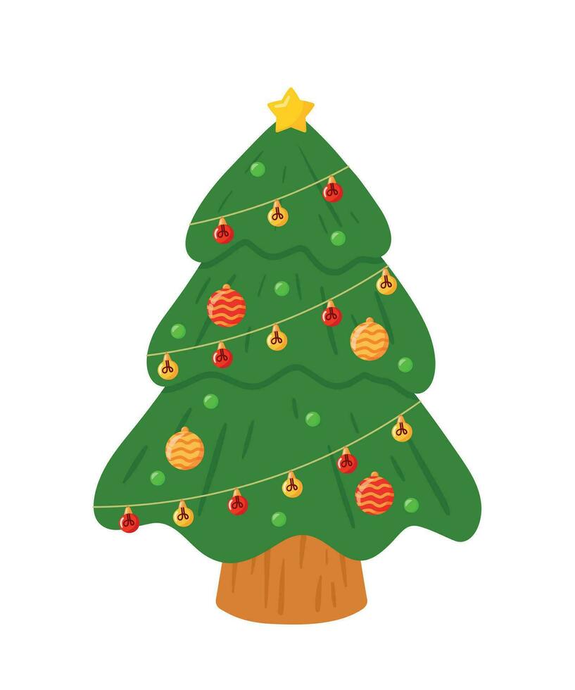 Natale albero icona cartone animato animato vettore illustrazione