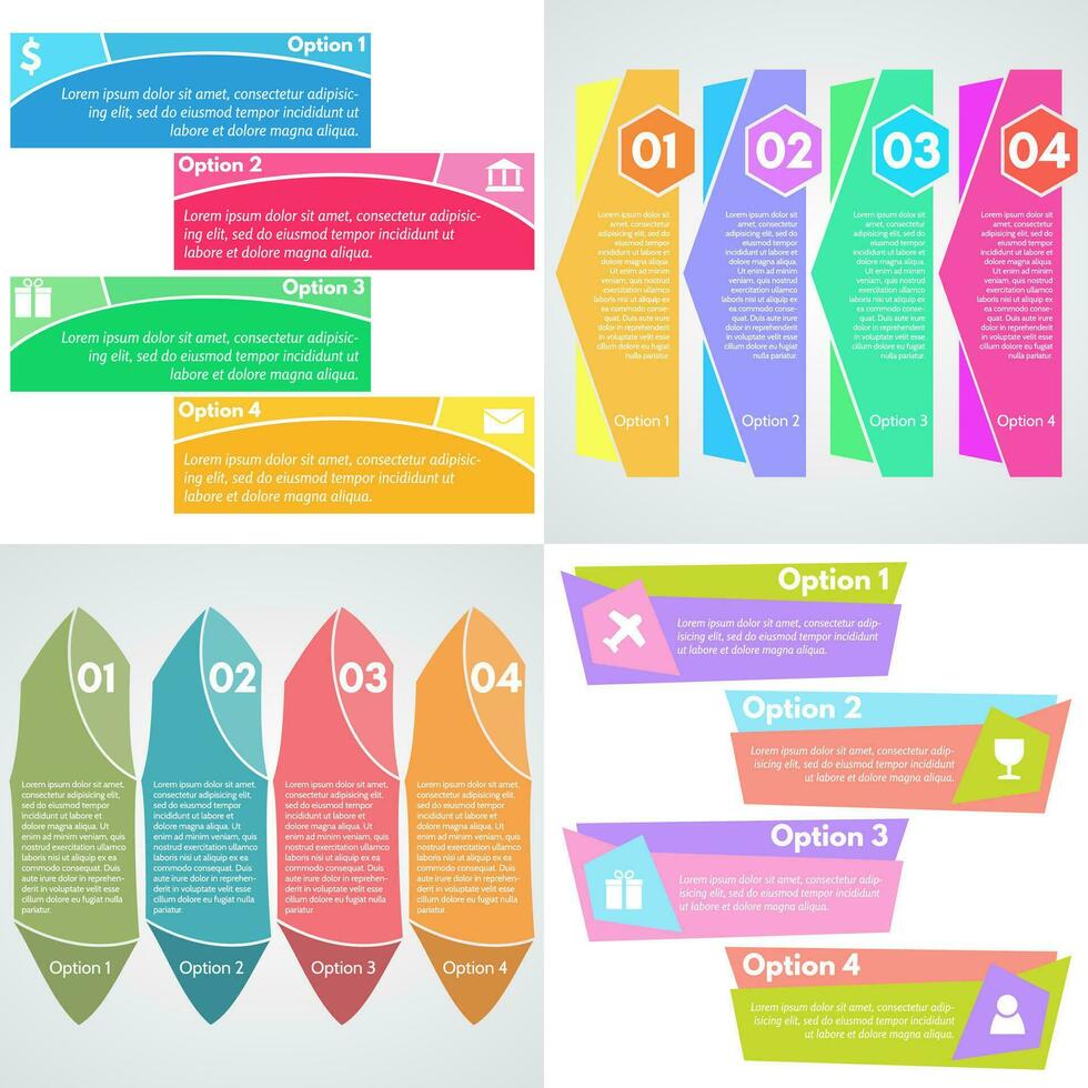impostato di quattro passo di passo Infografica design modello. vettore illustrazione