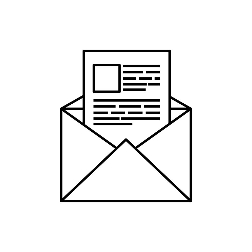 icona di stile della linea di comunicazione della busta della posta vettore