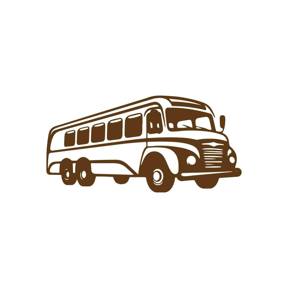 un' logo di autobus icona scuola autobus vettore isolato Marrone autobus silhouette design