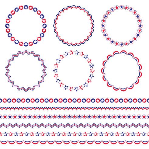 Bordi e bordi rossi del cerchio bianco e blu vettore