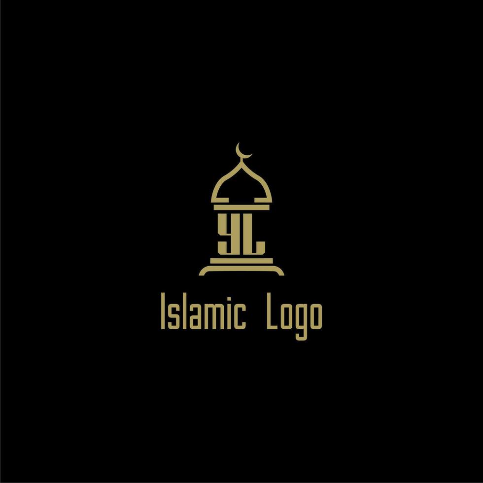 yl iniziale monogramma per islamico logo con moschea icona design vettore