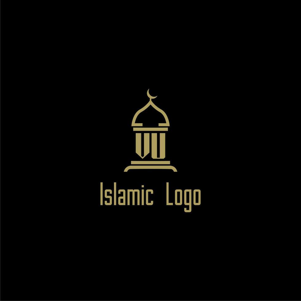 vu iniziale monogramma per islamico logo con moschea icona design vettore