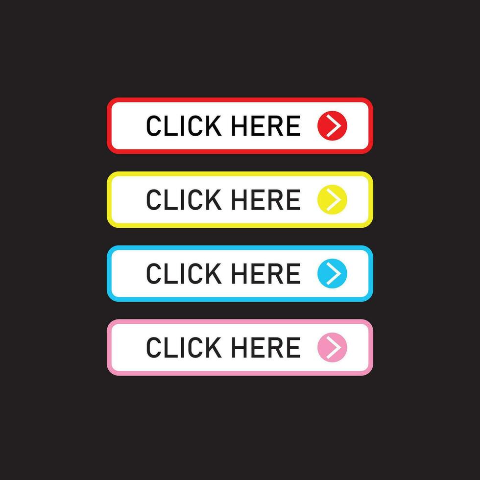 clic Qui pulsante design. cursore cartello e simbolo. vettore