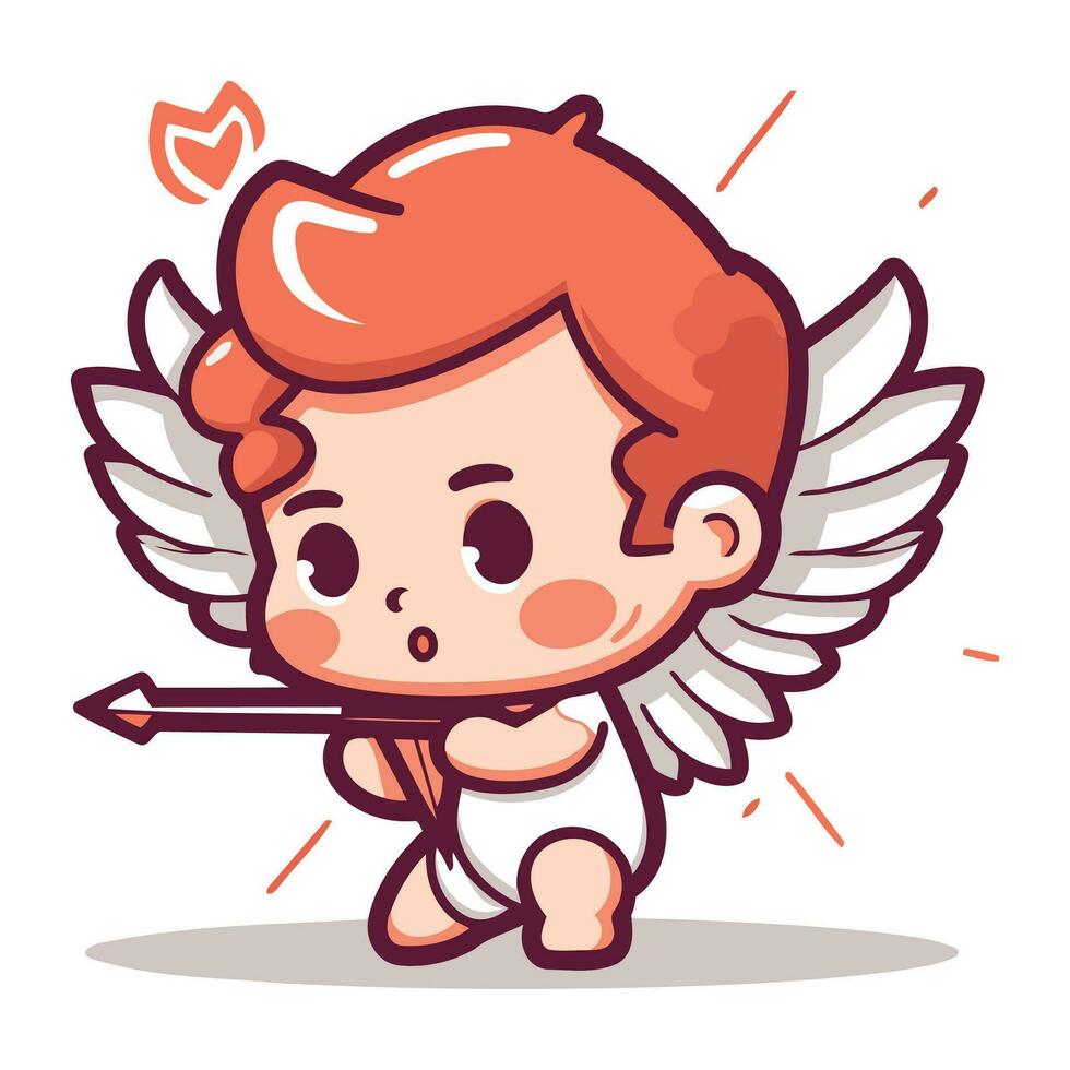 Cupido carino cartone animato vettore illustrazione di Cupido personaggio