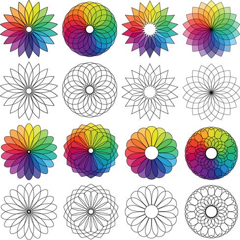clipart grafica dei fiori della ruota di colore vettore