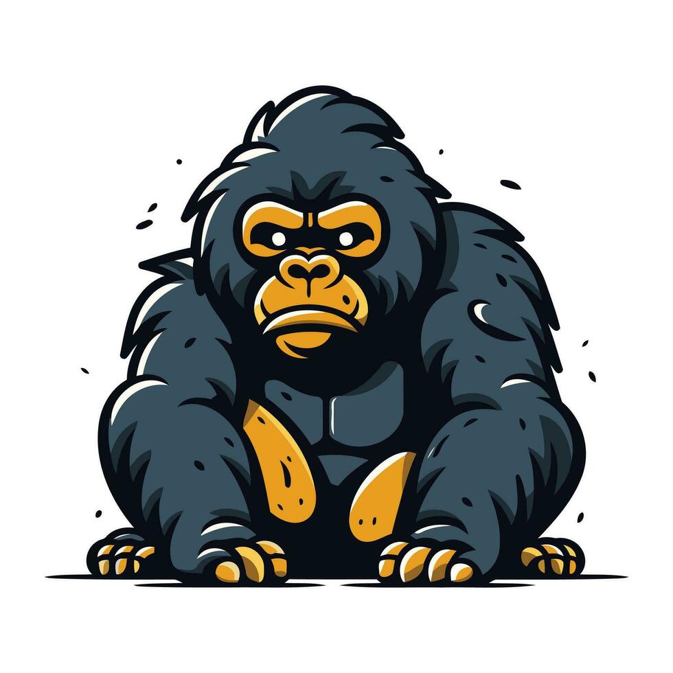 gorilla. vettore illustrazione di un' gorilla seduta su un' bianca sfondo.