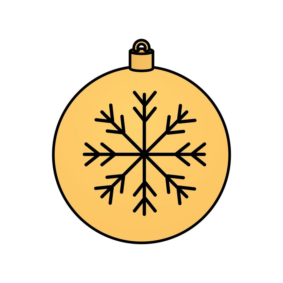 palla di natale con decorazione fiocco di neve icona isolata vettore