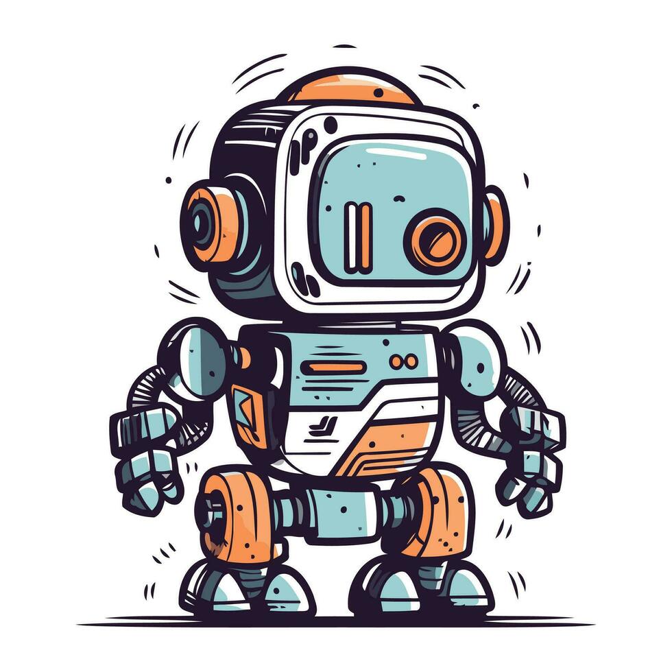 cartone animato robot. vettore illustrazione di un' robot. carino robot.