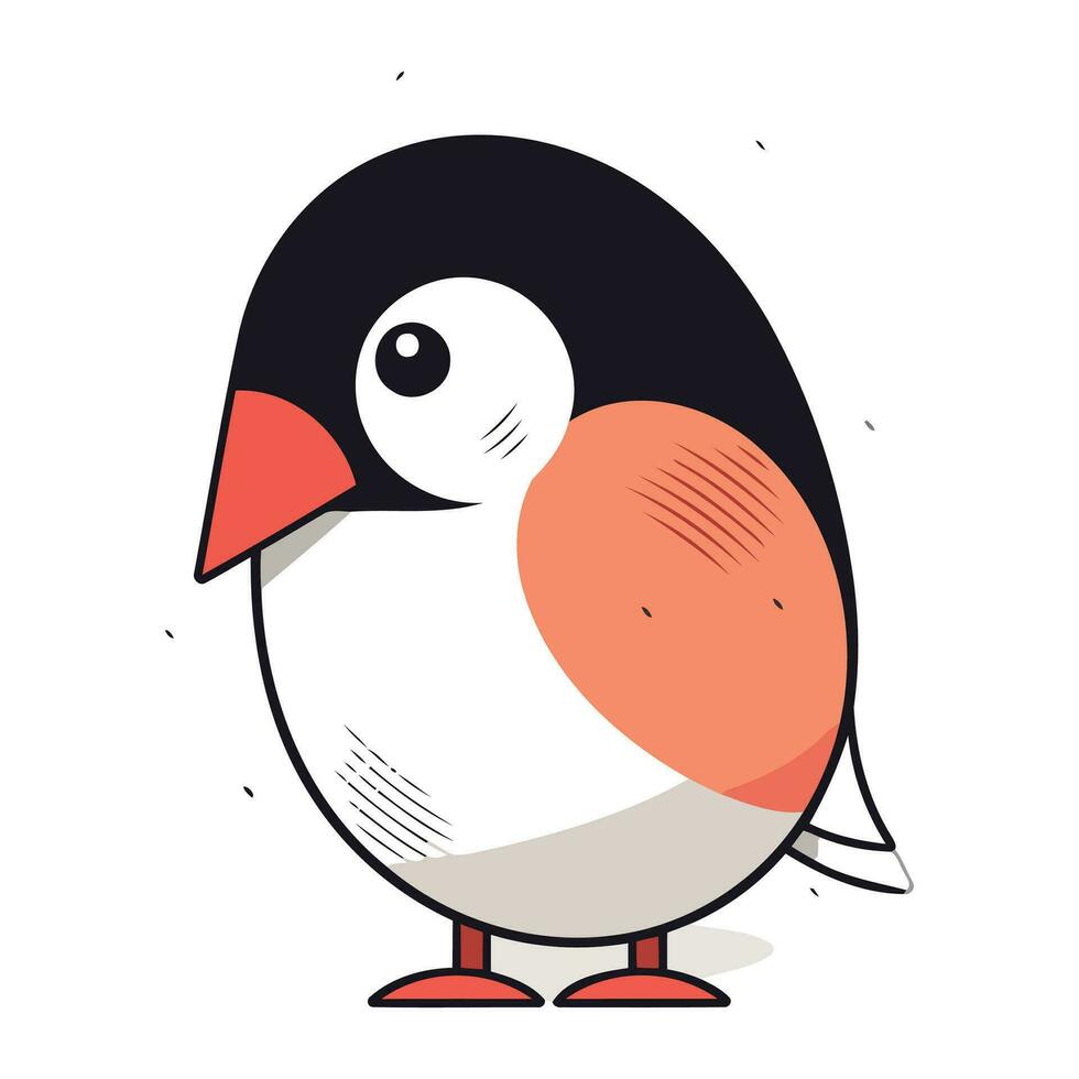 carino cartone animato vettore illustrazione di un' poco ciuffolotto uccello.