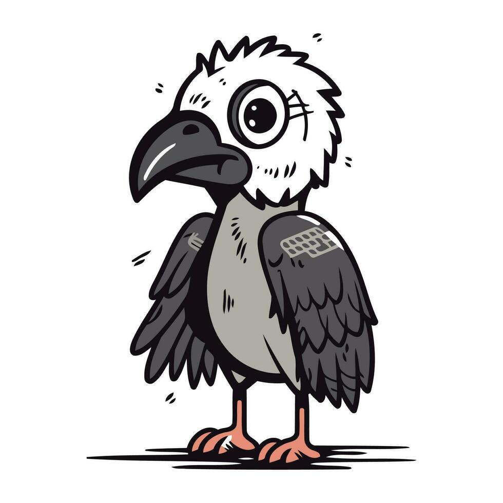 carino avvoltoio cartone animato vettore illustrazione isolato su un' bianca sfondo.