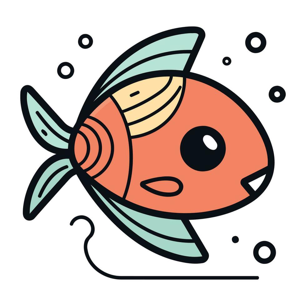 carino cartone animato pesce. vettore illustrazione nel scarabocchio stile.
